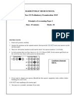 Habib Public High School Class XI Preliminary Exam 2019 Principles of Accounting Paper I