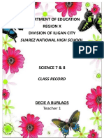 Suarez National High School Science Class Record