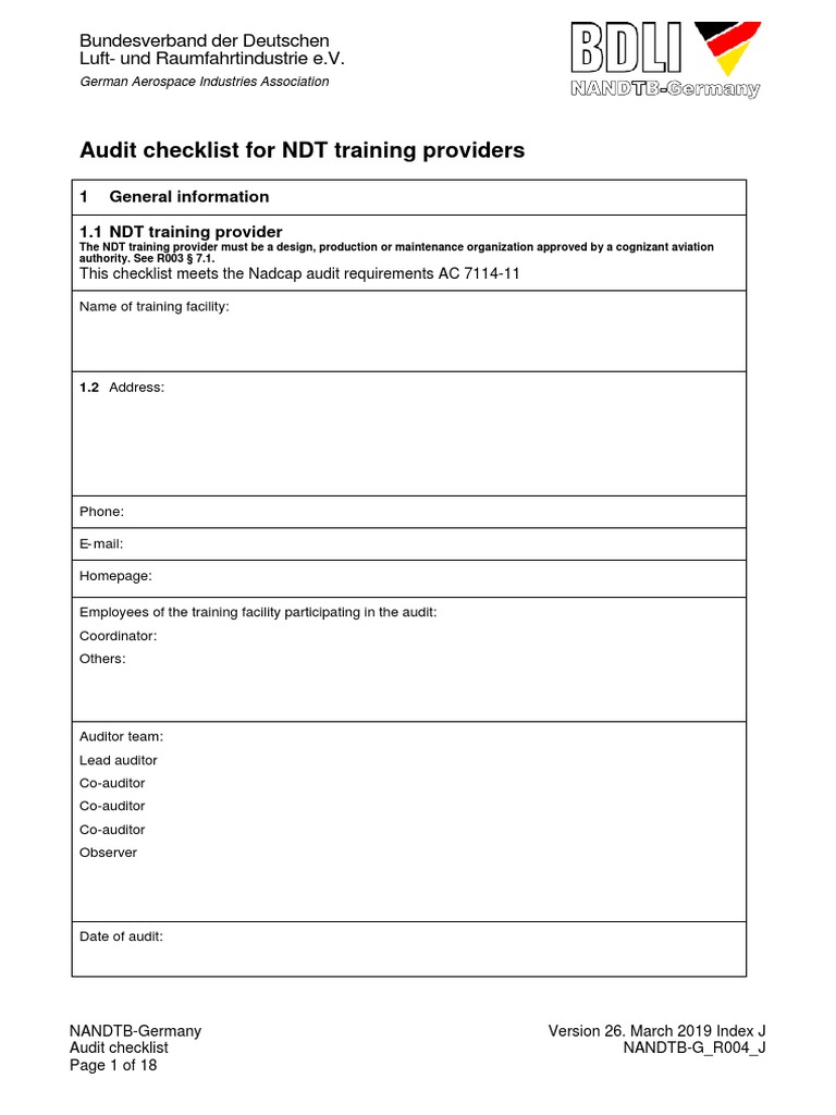 Audit Checklist en PDF Test (Assessment) X Ray