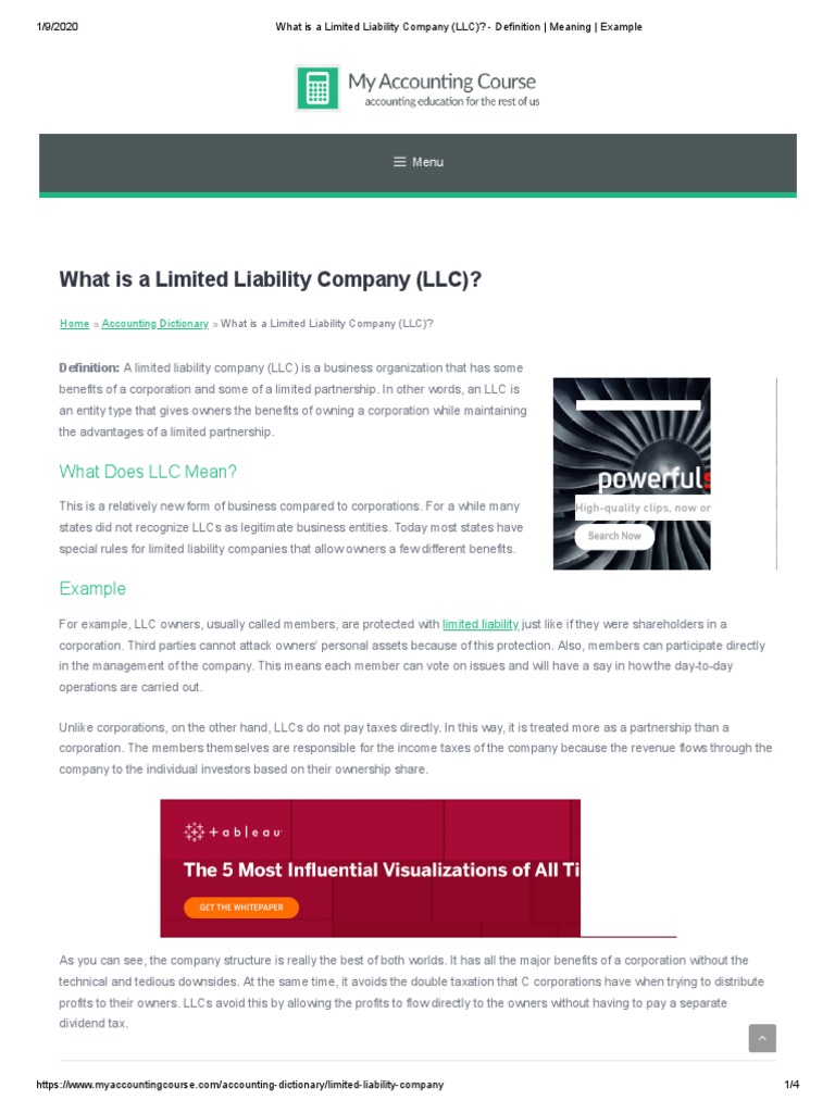 What Is A Limited Liability Company (LLC) Definition Meaning