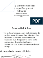 Tema 8 y 9 Momento Lineal-Fuerza Especifica y Resalto Hidráulico