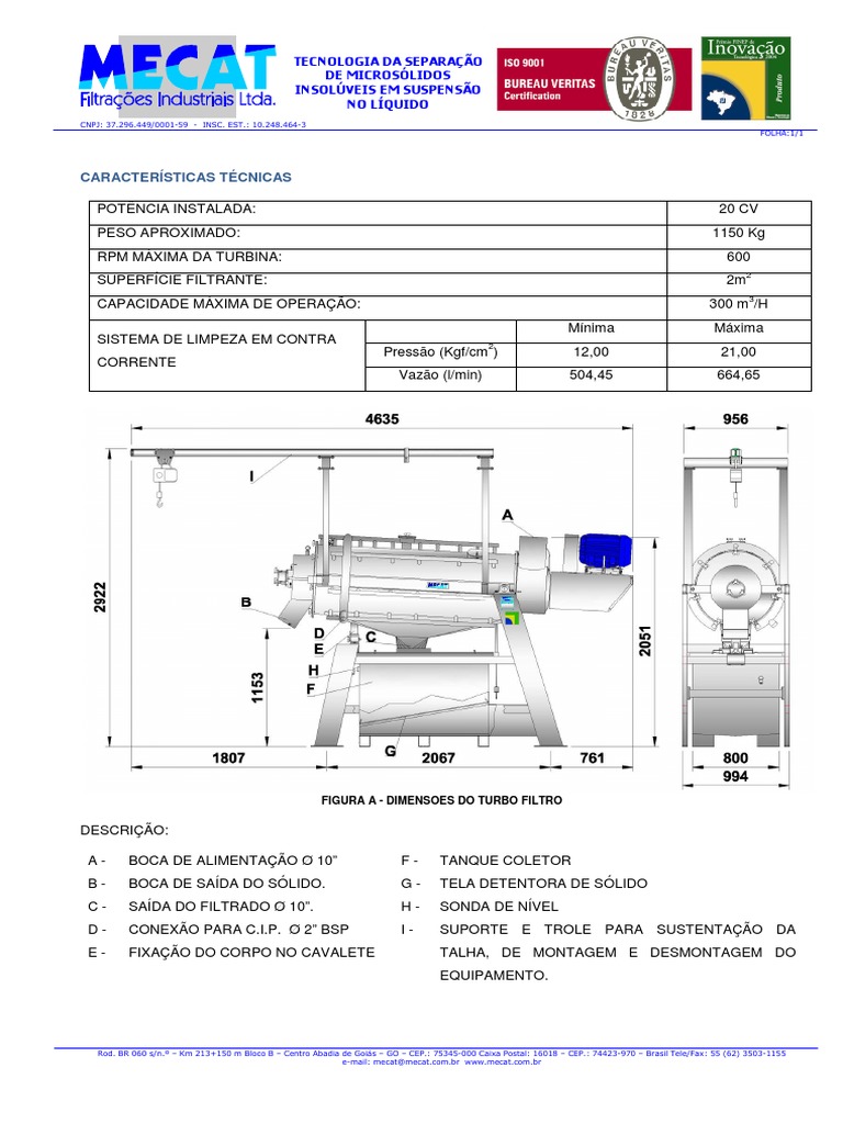 Descricao Tecnica Do Turbo Filtro SF300 - 01, PDF