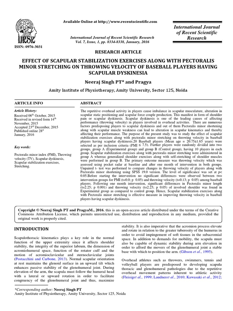 Effect of Scapular Stabilization Exercises | PDF | Shoulder | Physical ...