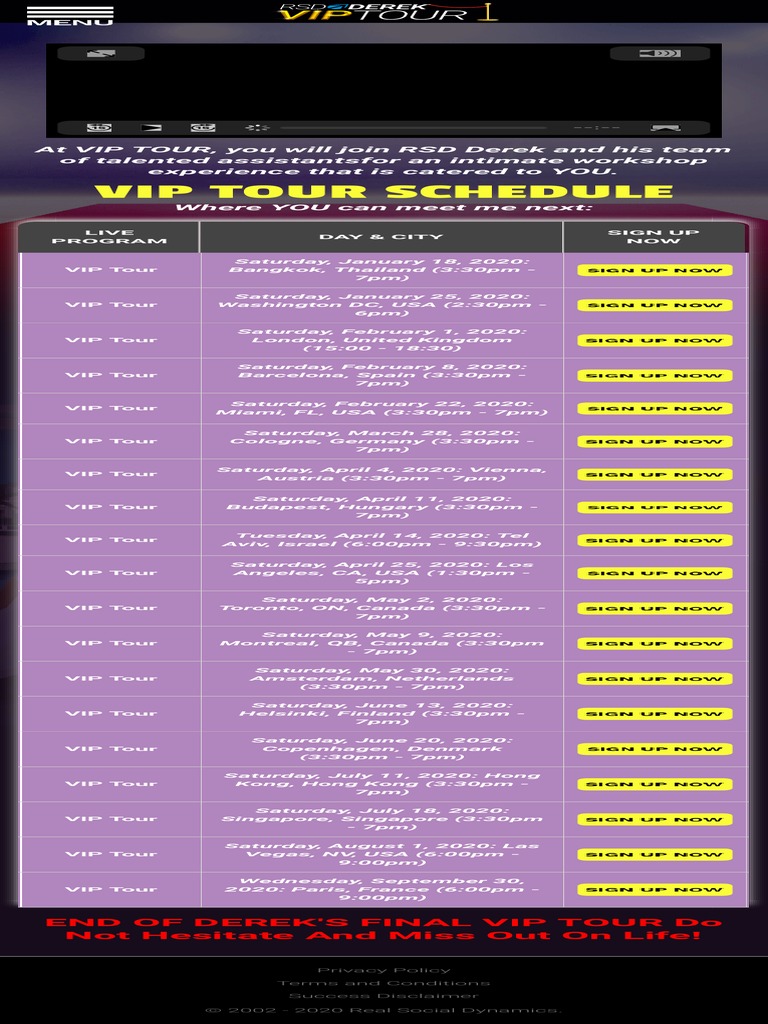 VIP Tour Schedule RSD Derek | PDF | Sports & Recreation | Games ...