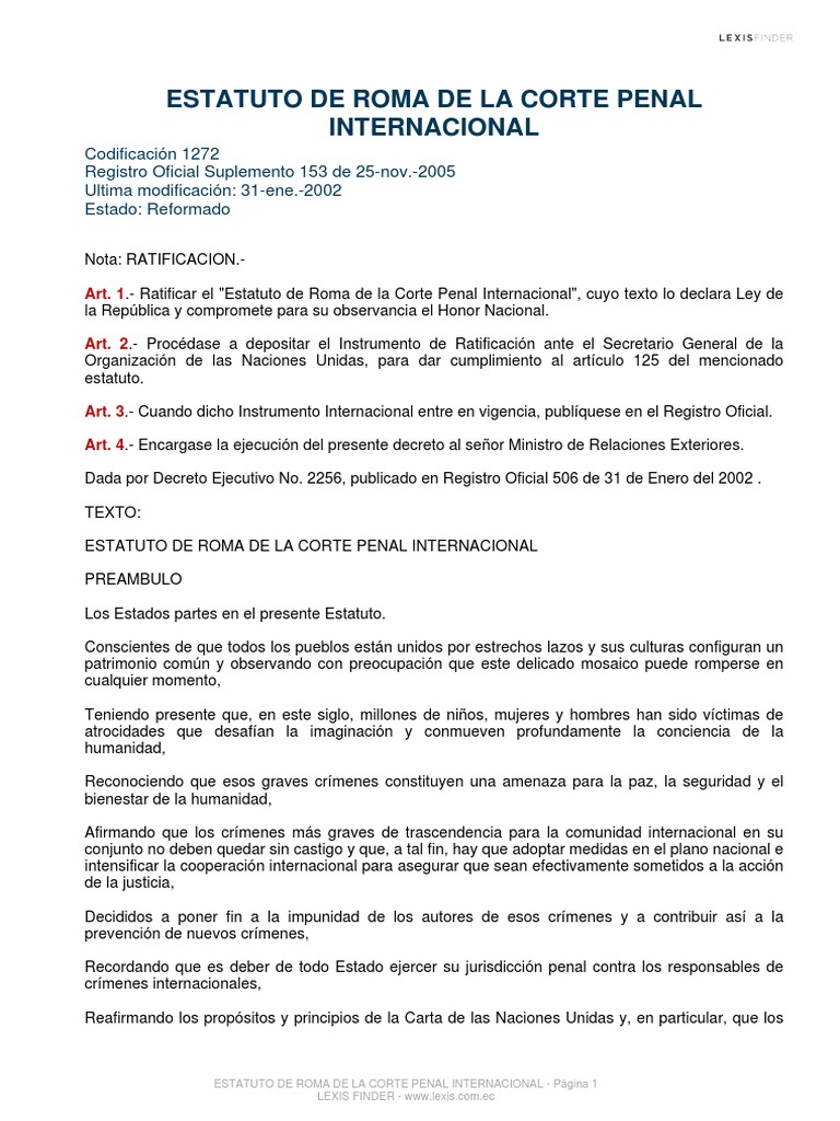 Estatuto de Roma PDF | PDF | Crímenes contra la humanidad | Relaciones ...