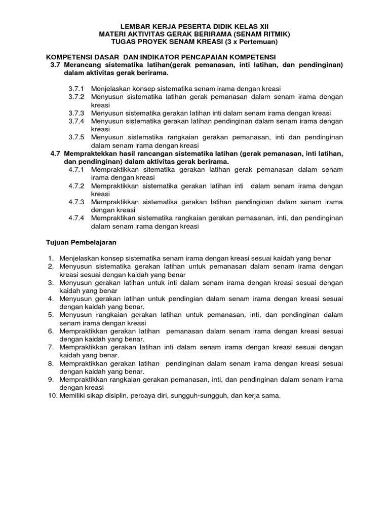 Tugas Senam Ritmik Kelas Xii