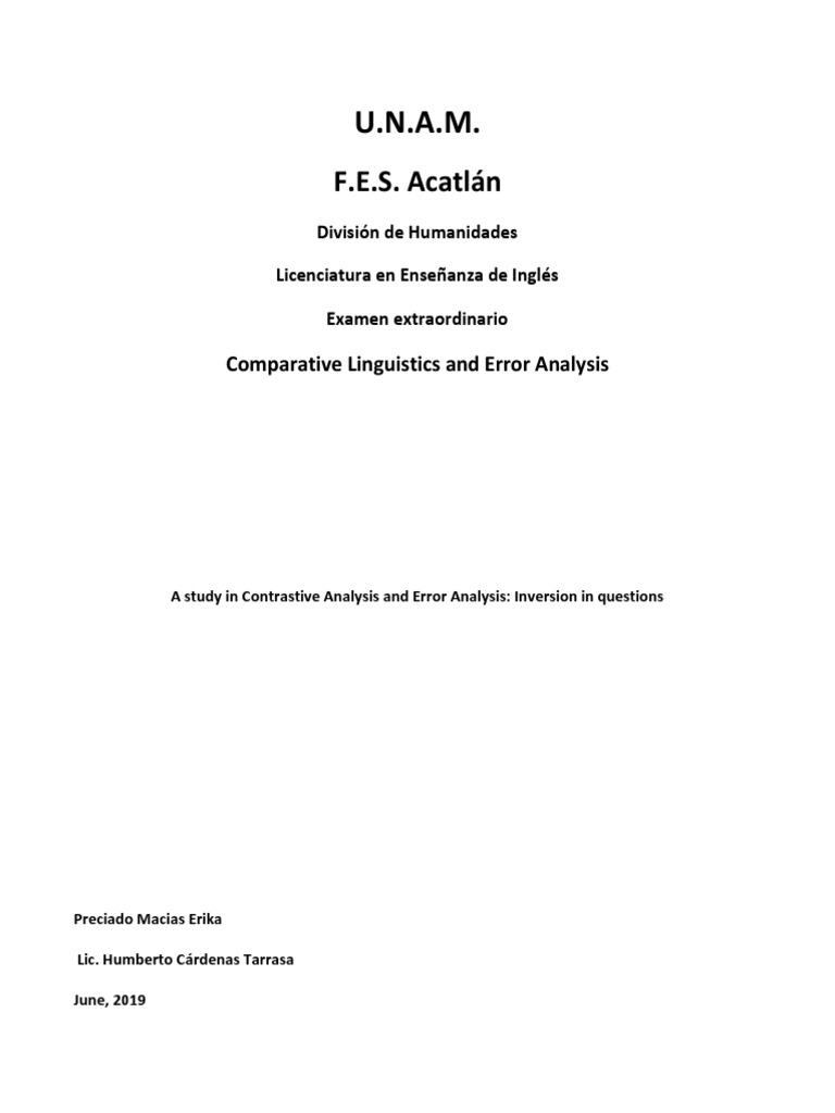 Contrastive Analysis and Error Correction EPM PDF | PDF | Linguistics ...