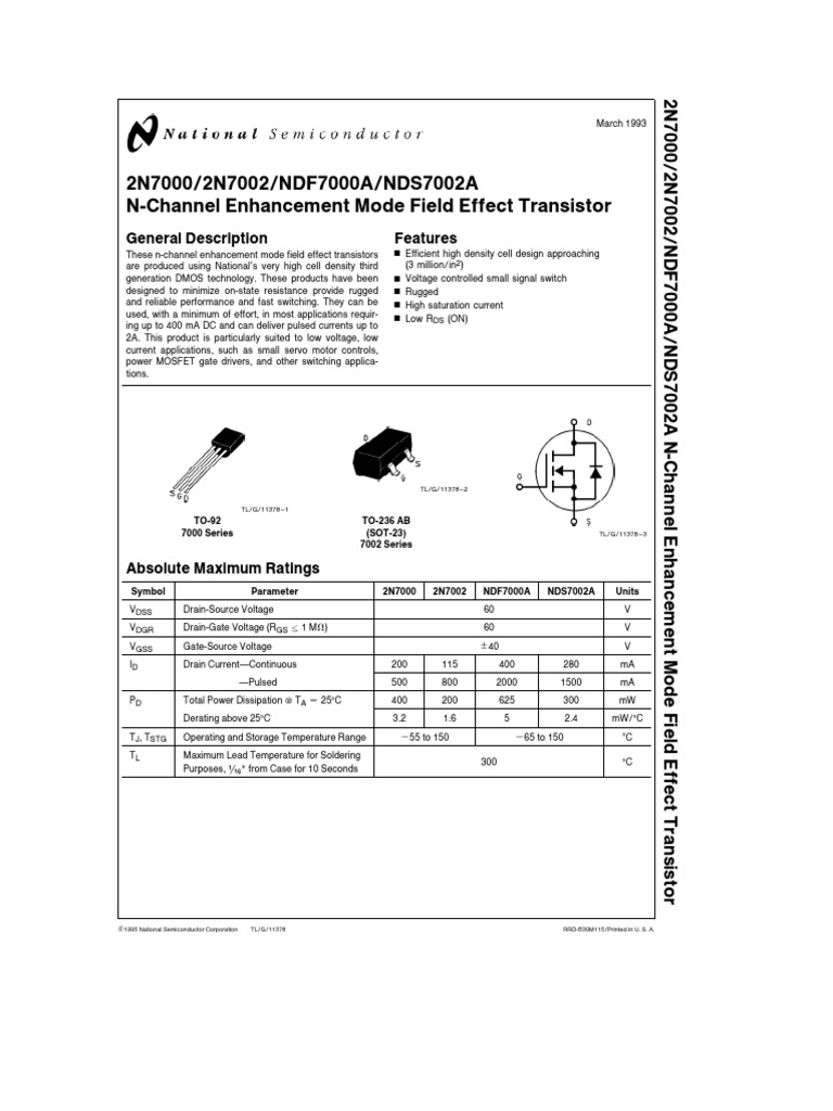 2N7002 Mos PDF | PDF | Field Effect Transistor | Mosfet