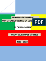 Programa de gobierno con enfoque inclusivo en derechos de Oscar Eduin López Sánchez para Buenos Aires Cauca 2020-2023
