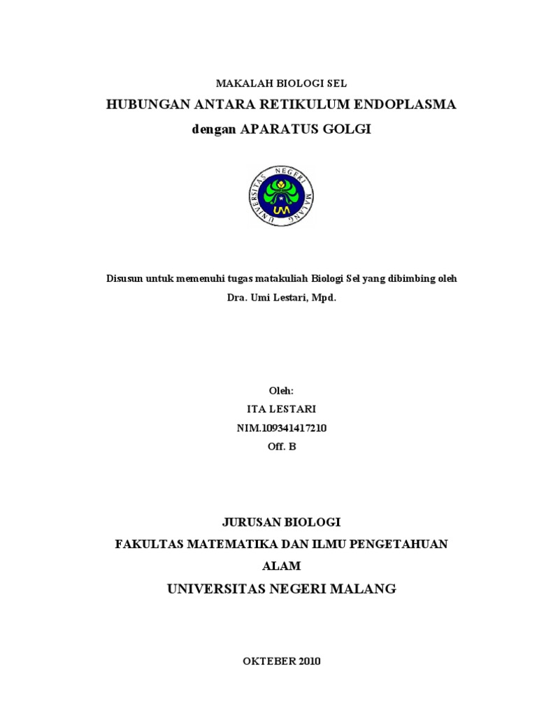 Makalah Biologi Sel Dan Molekuler Contoh Makalah