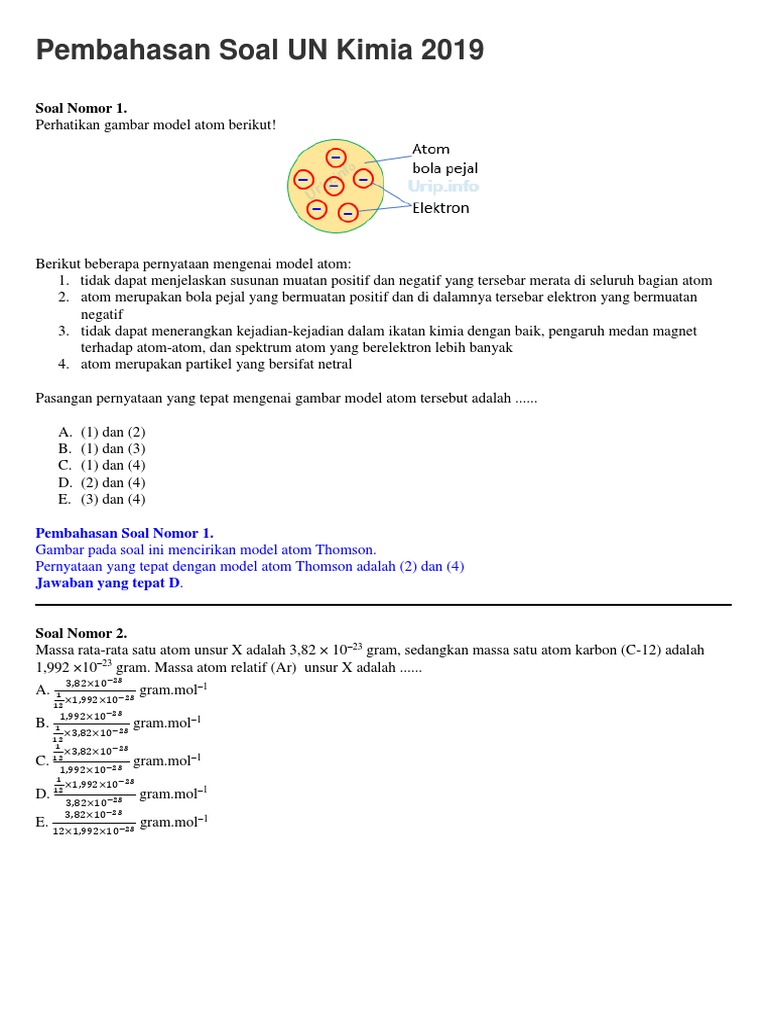 Pembahasan Soal Un Kimia 2019