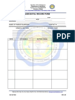 Anecdotal Record Form for Benjamin B. Esguerra Memorial National HS