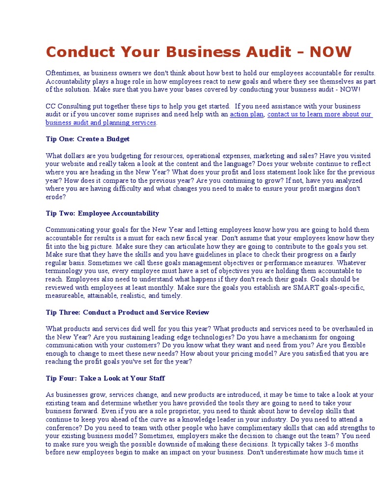 Essential Business Audit Tips for Success | PDF | Audit | Employment