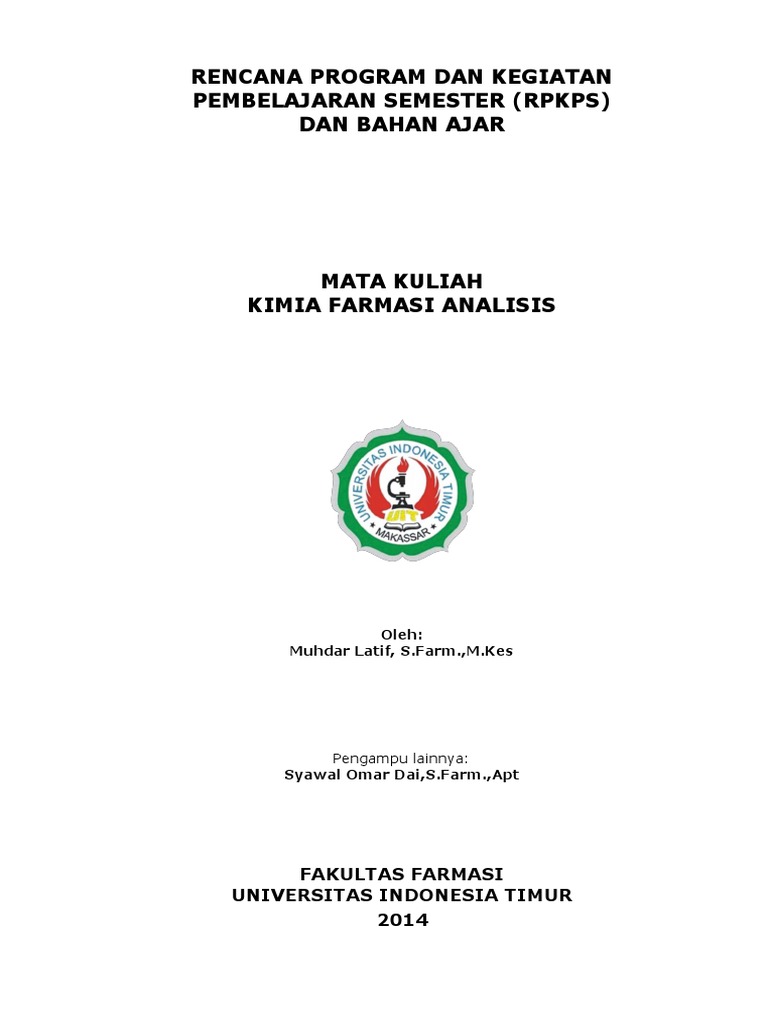 RPKPS Kimia Farmasi Analisis 2014 | PDF | Sains & Matematika