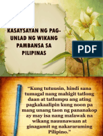 Kasaysayan NG Pag Unlad NG Wikang Pambansa Sa Pilipinas