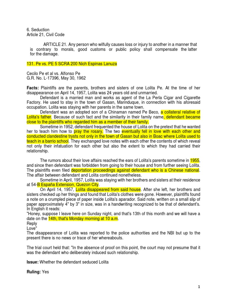 Pe vs. Pe Digest PDF Damages Justice