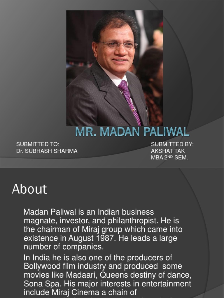 Madan Paliwal: Miraj Group Founder | PDF