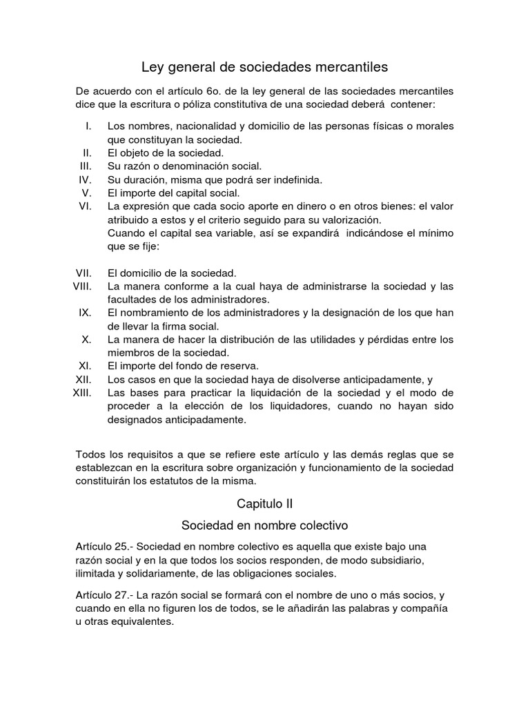 Ley General de Sociedades Mercantiles | Descargar gratis PDF ...