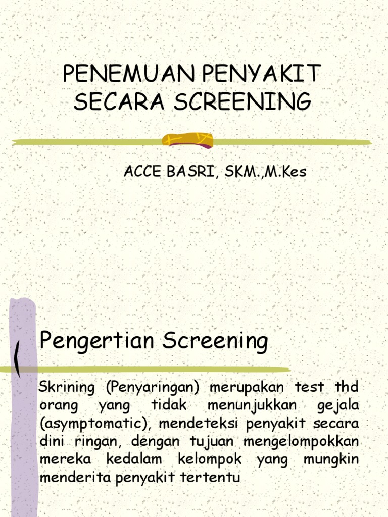 Pengertian dan Tujuan Screening Kesehatan | PDF