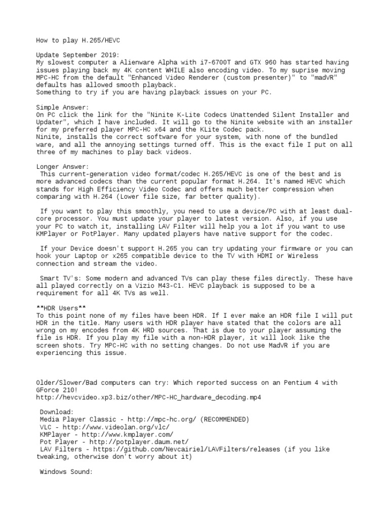 How To Play Hevc This File Codec Media Technology