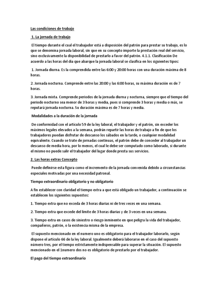 Condiciones Laborales y Derechos del Trabajador | PDF | Salario ...