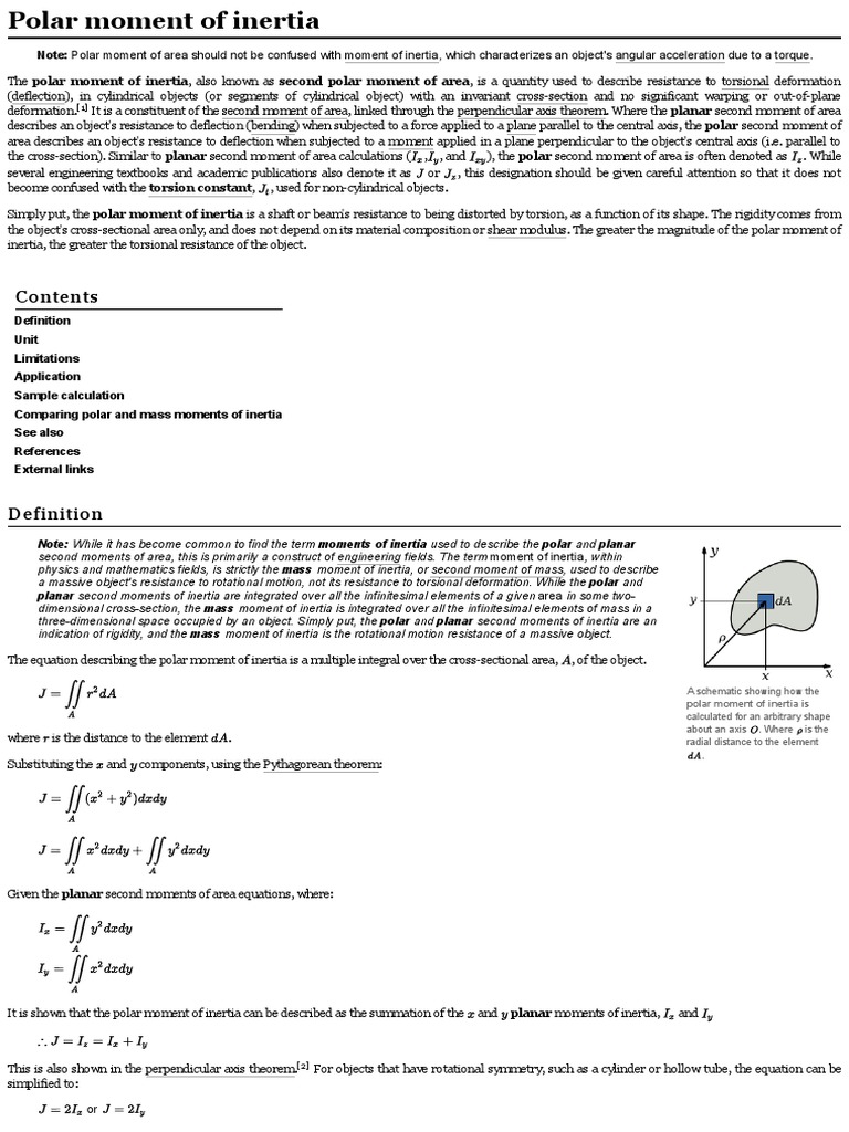 Polar Moment of Inertia | PDF | Classical Mechanics | Applied And ...