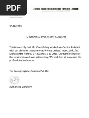 Experience Letter