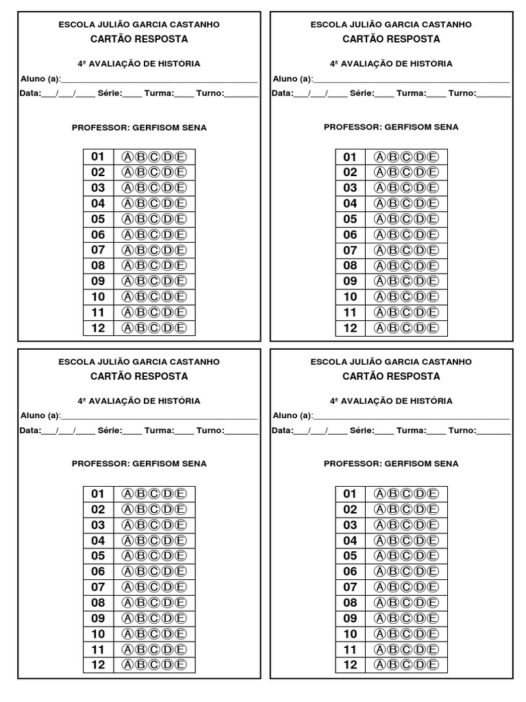 15 CÓPIAS Cartão Resposta | PDF | Casa e Jardim
