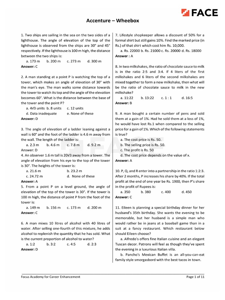 Accenture Wheebox - Important Questions V1.0 PDF