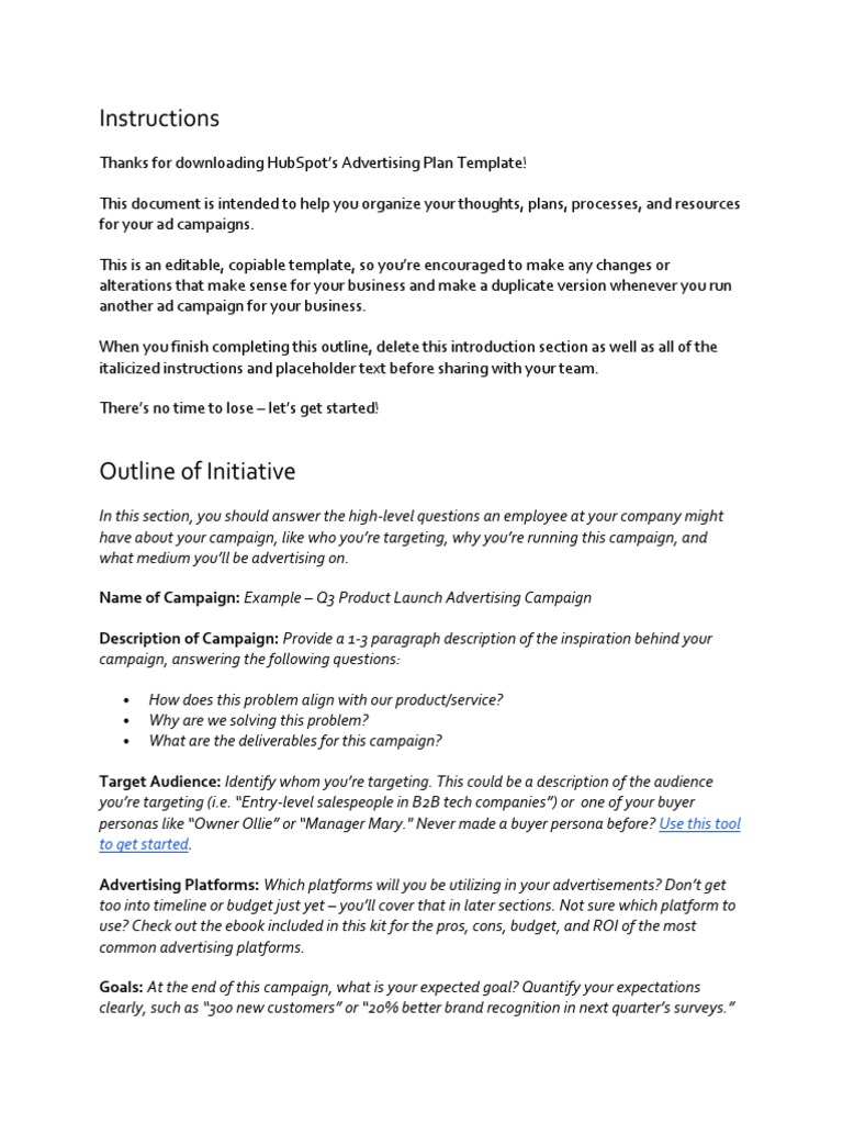 Advertising Plan Template Guide | PDF | Advertising | Mobile App