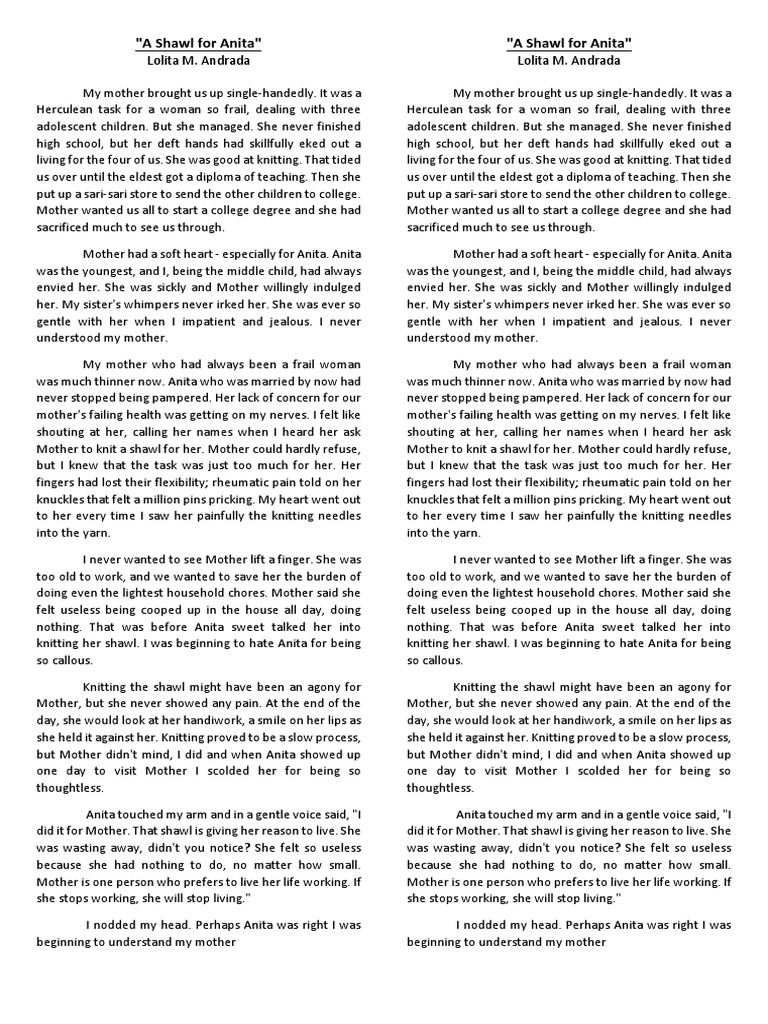 A Shawl For Anita PDF