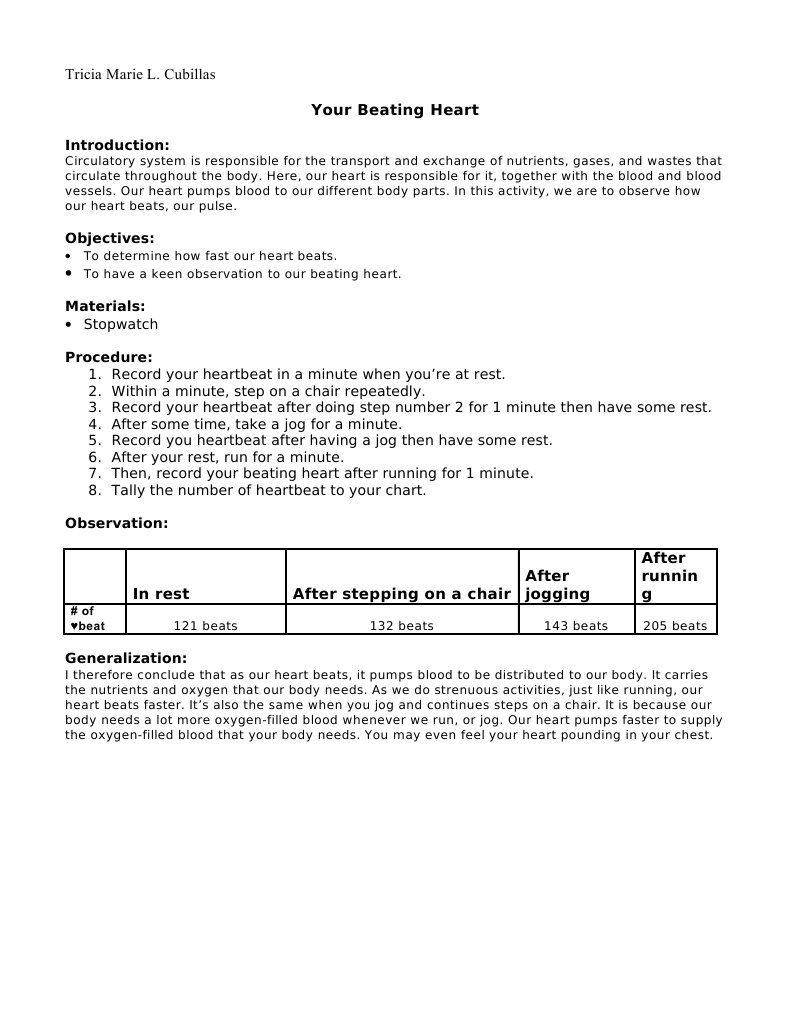 Heart Rate Observation Activity | PDF | Self-Improvement | Lifestyle
