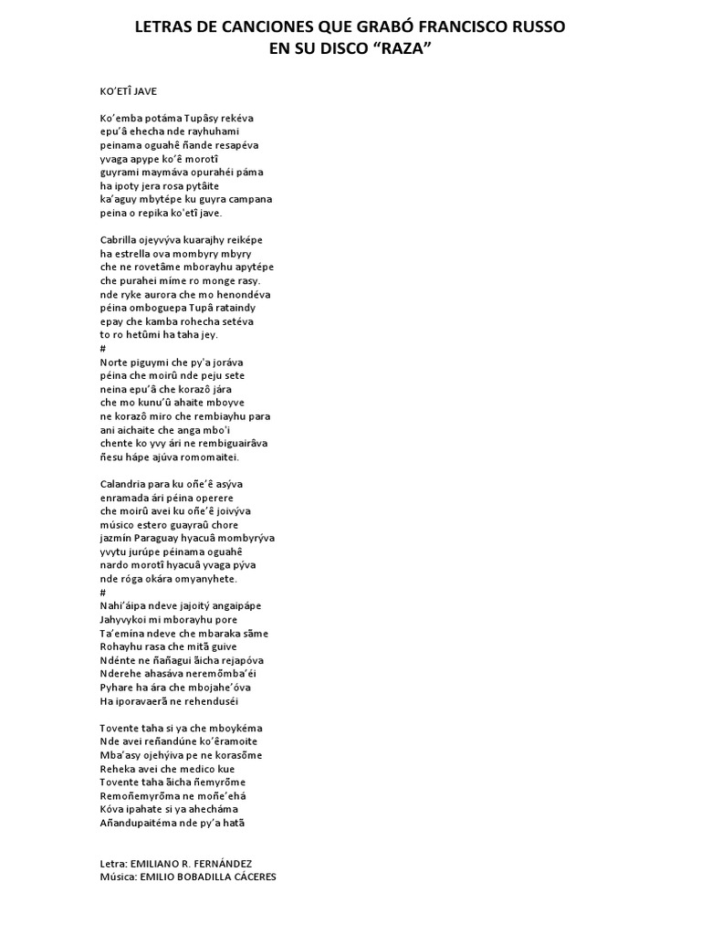 Disco Raza De Francisco Russo Mas Corto Paraguay Agitacion