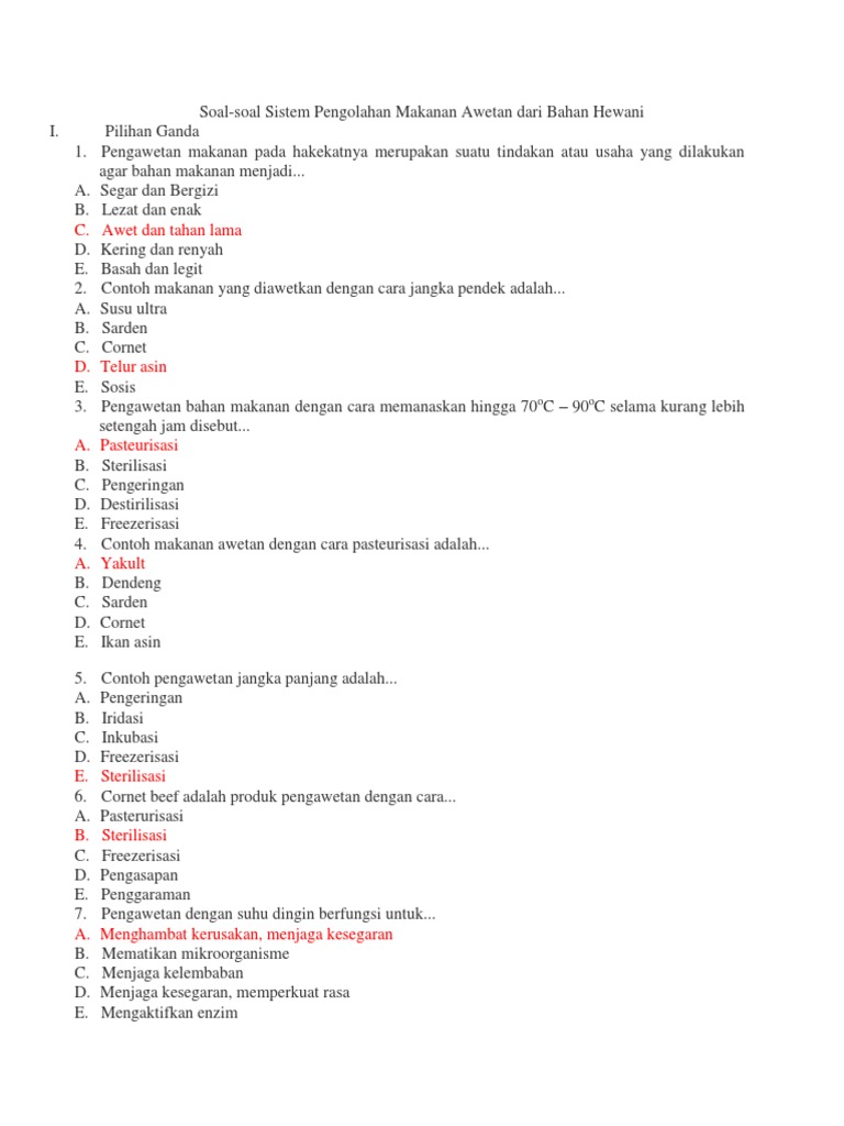 Soal Makanan Awetan Pdf