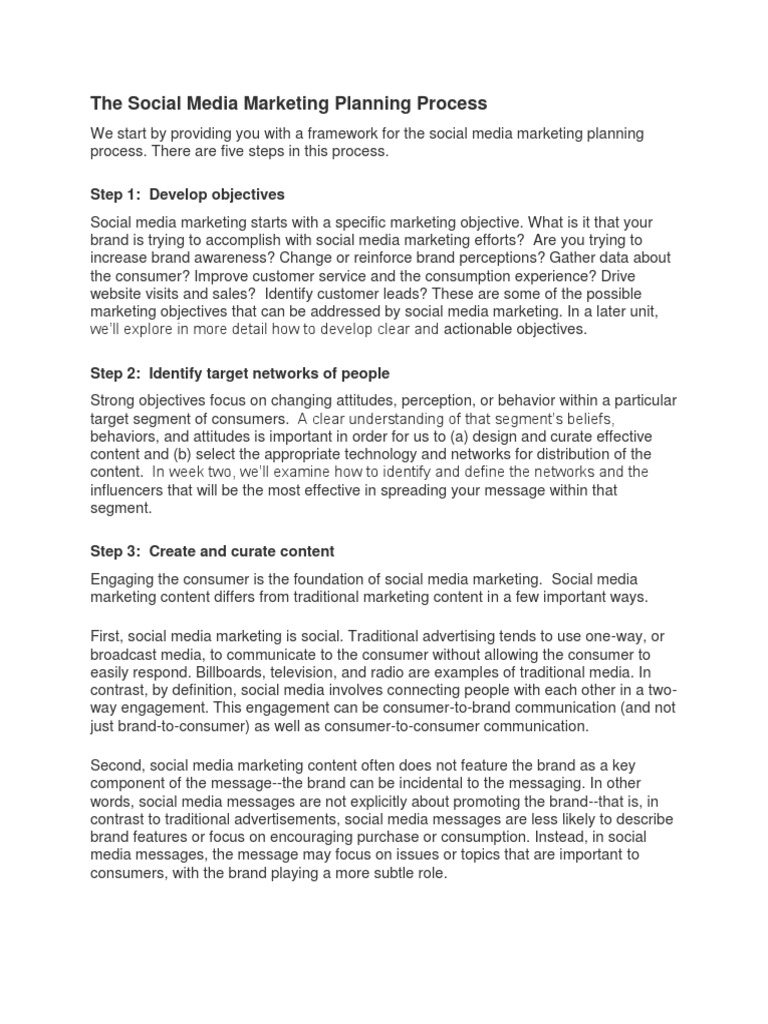 Social Media Marketing Planning Steps | PDF | Social Media Marketing ...