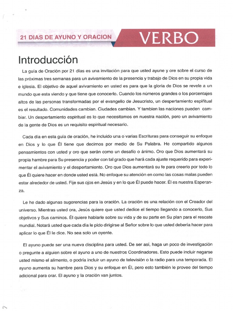 21 Dias de Ayuno y Oracion - Verbo | PDF