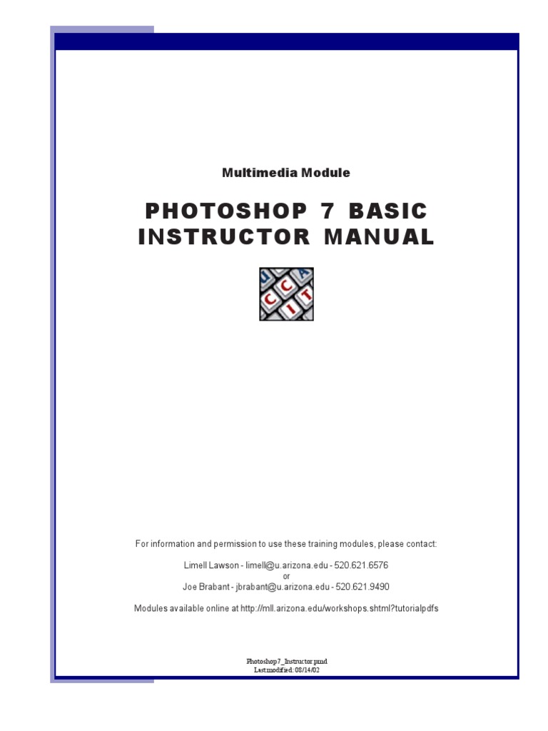 Photoshop7 Instructor Manual | PDF | Adobe Photoshop | Image Resolution