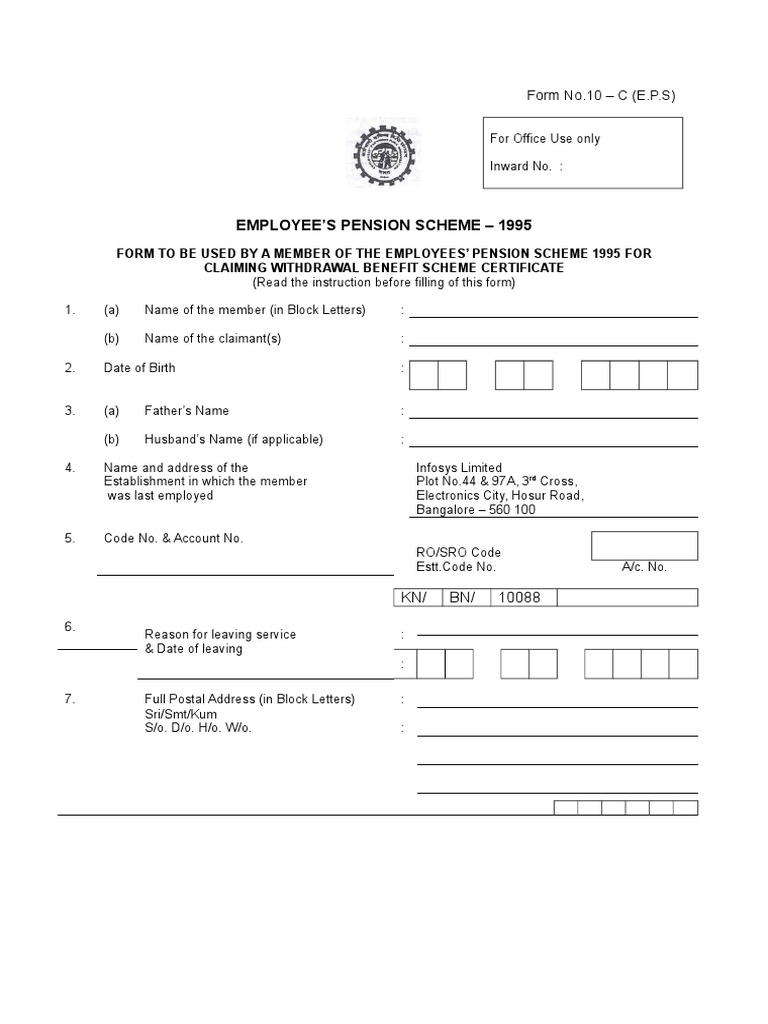 EPS Withdrawal Forms Sample PDF Cheque Banks