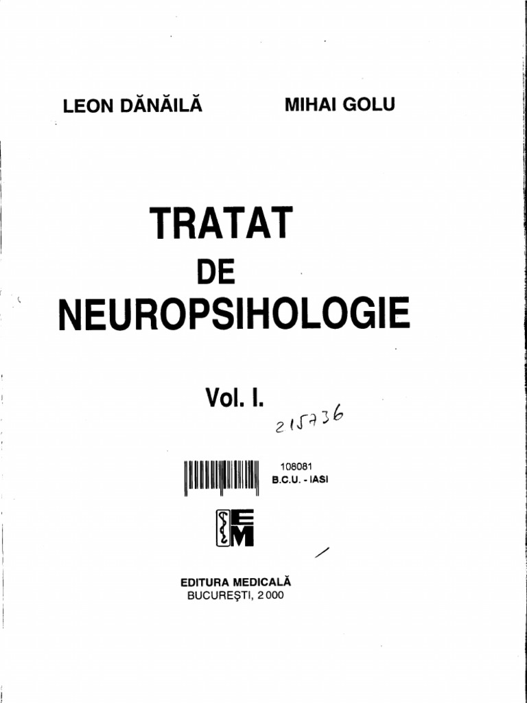 Leon Danaila & Mihai Golu Tratat de Neuropsihologie Vol. 01 PDF