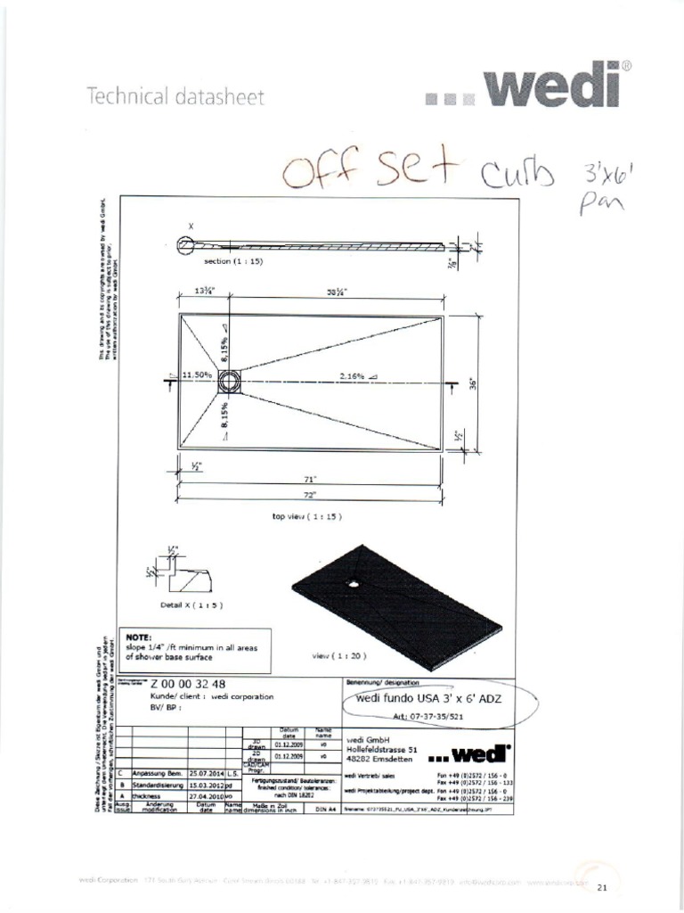 Wedi Shower Pan Measurements
