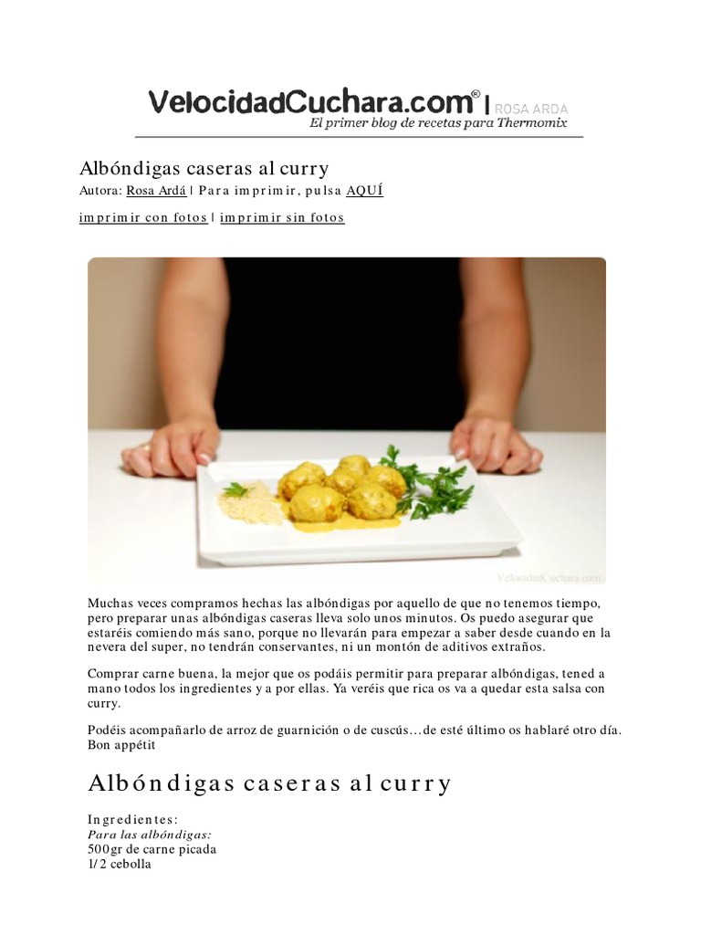Albóndigas Caseras Al Curry y Cuscús en Thermomix | PDF | Curry | Panes