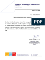 CGPA To % Conversion Certificate