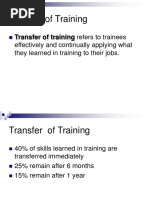 Training Transfer and Methods