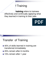 Training Transfer and Methods
