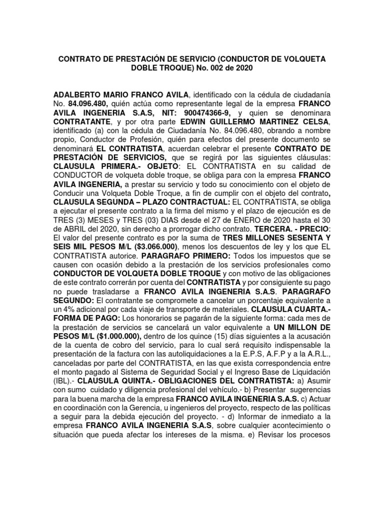 Contrato Por Ops Colombia : ¿Qué es un Contrato de prestación de ...