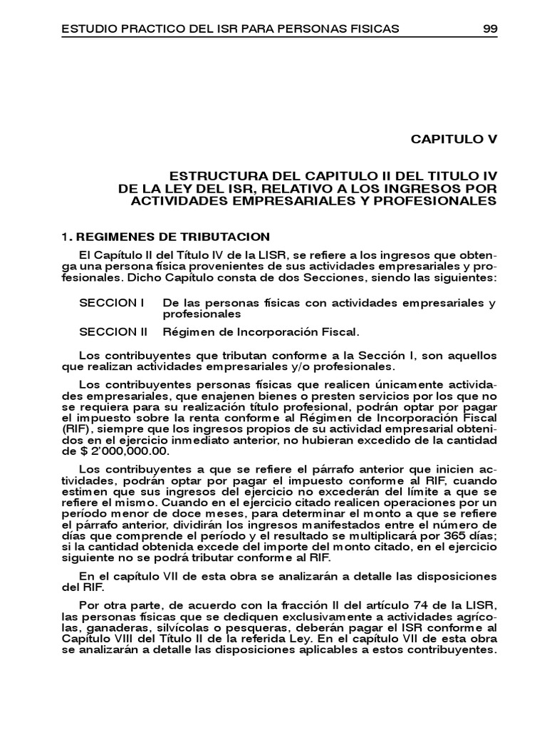 Estructura del Capítulo II del Título IV ISR | PDF | Impuesto sobre la ...