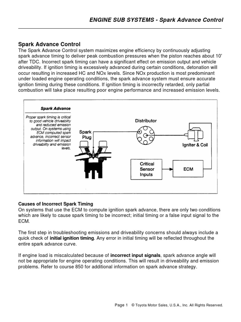 EMISSION SUB SYSTEMS - Spark Advance Control | PDF | Engines | Systems ...