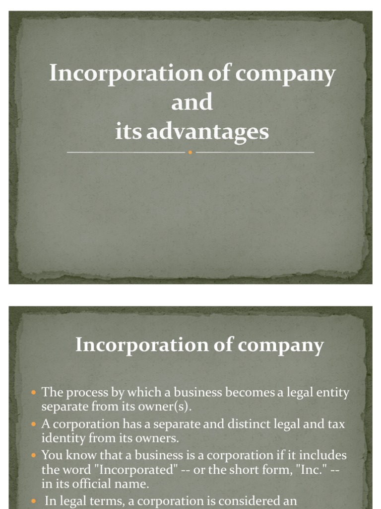 The Process of Incorporation Forming a New Corporation and Obtaining