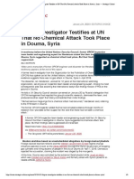 OPCW Investigator Testifies at UN That No Chemical Attack Took Place in Douma, Syria — Strategic Culture