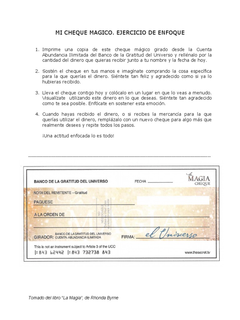 Cheque Mágico para Manifestar Abundancia | PDF